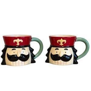 Ashland Nutcracker Mug Set of 2 Ceramic Red and Green New